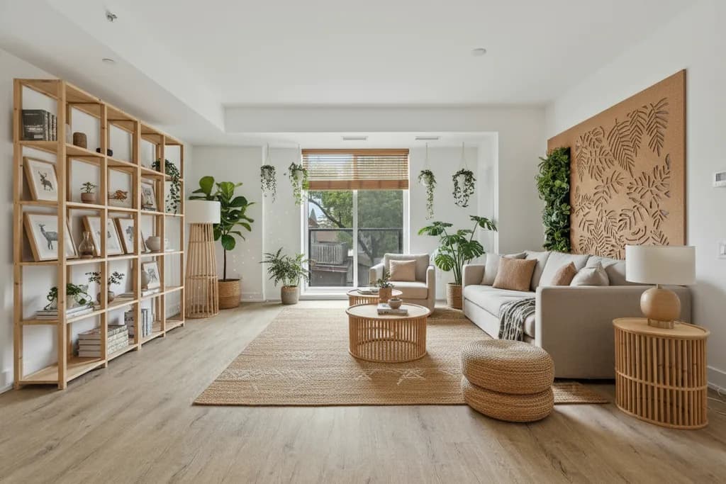 Sample living room redesign in Biophilic style